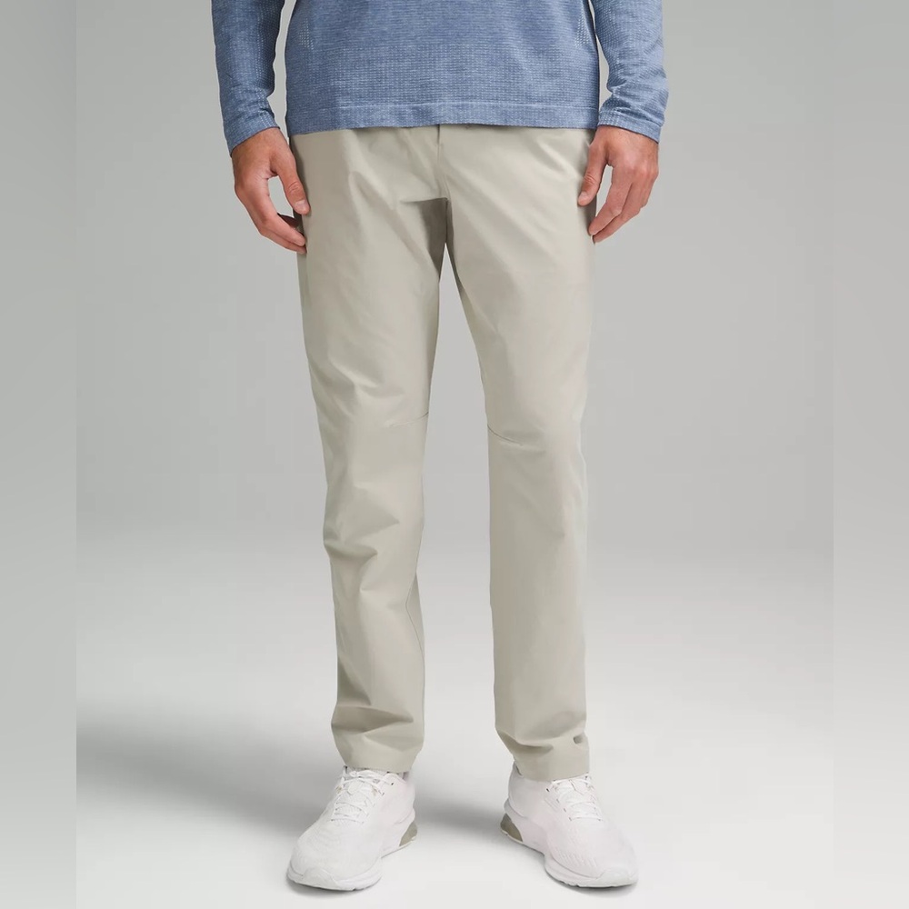 Lululemon Sz 32 Men Zeroed In Slim-Fit Raw Linen Off White Athleisure Pant